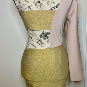 Elegant Gold and Pink Women's Dress